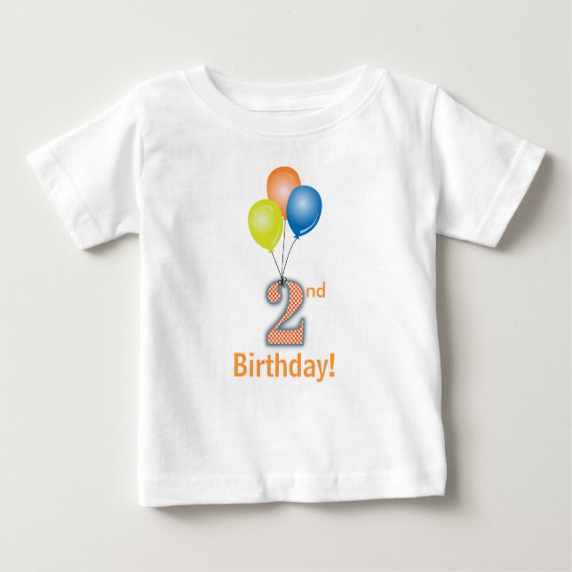 Coloured Balloons 2nd Birthday Baby T-Shirt (Front)