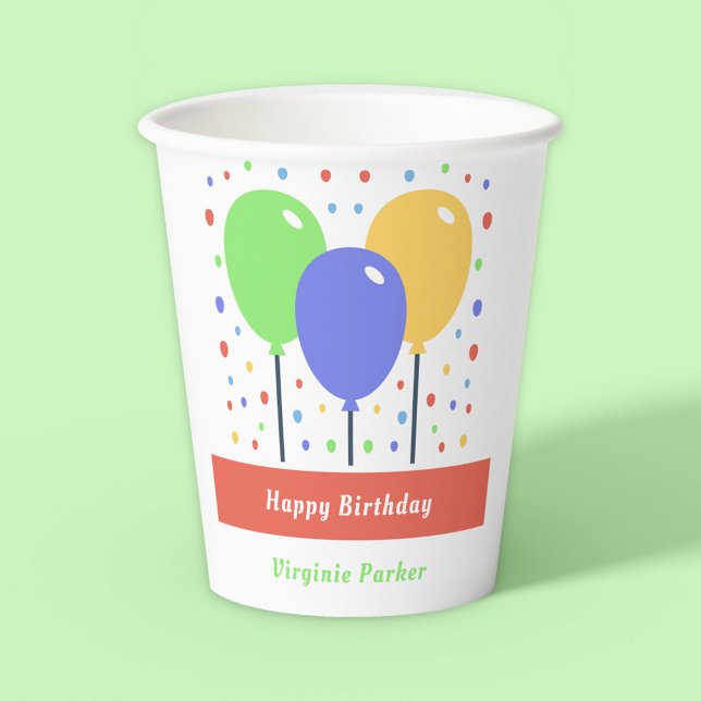 Coloured Balloons Birthday Paper Cups (Colored Balloons Birthday Paper Cups)