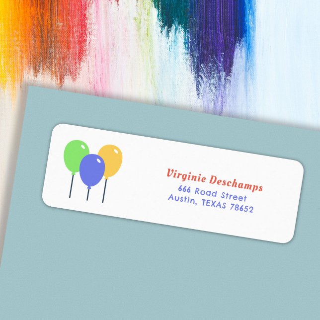 Coloured Balloons Return Address Label (Colored Balloons Return Address Label)