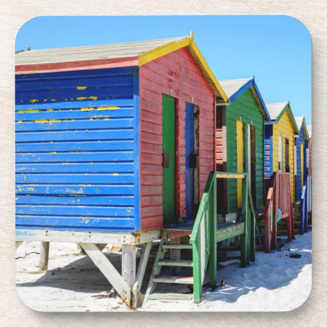 Coloured Beach Huts Coaster (Front)