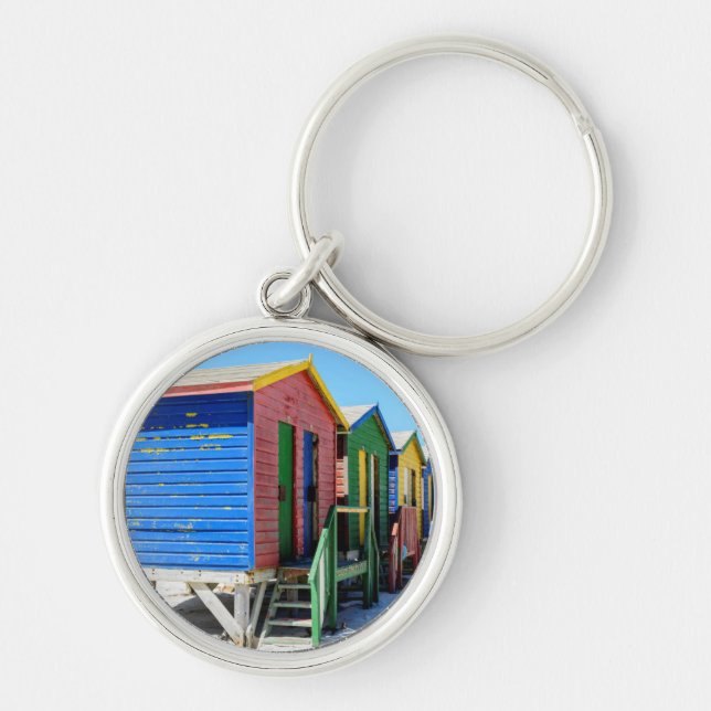 Coloured Beach Huts Key Ring (Front)