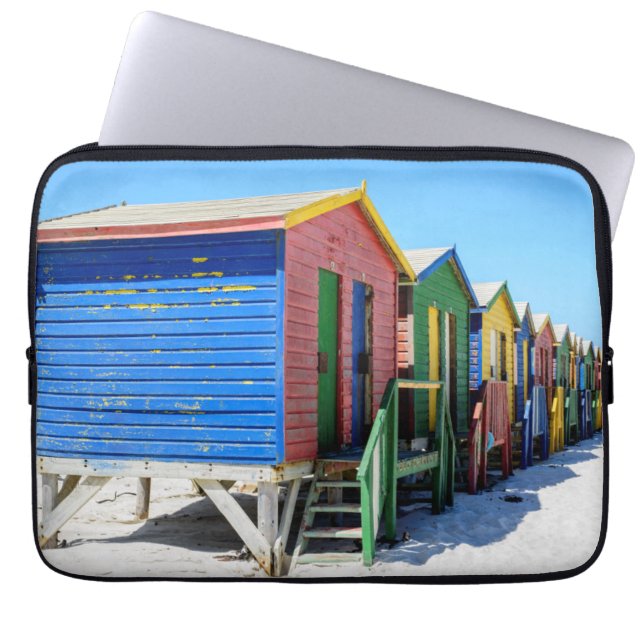 Coloured Beach Huts Laptop Sleeve (Front)
