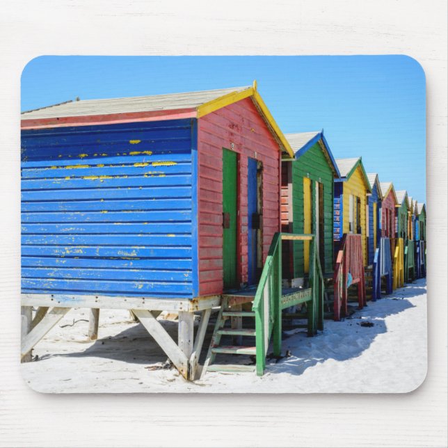 Coloured Beach Huts Mouse Pad (Front)