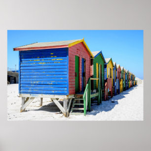Coloured Beach Huts Poster
