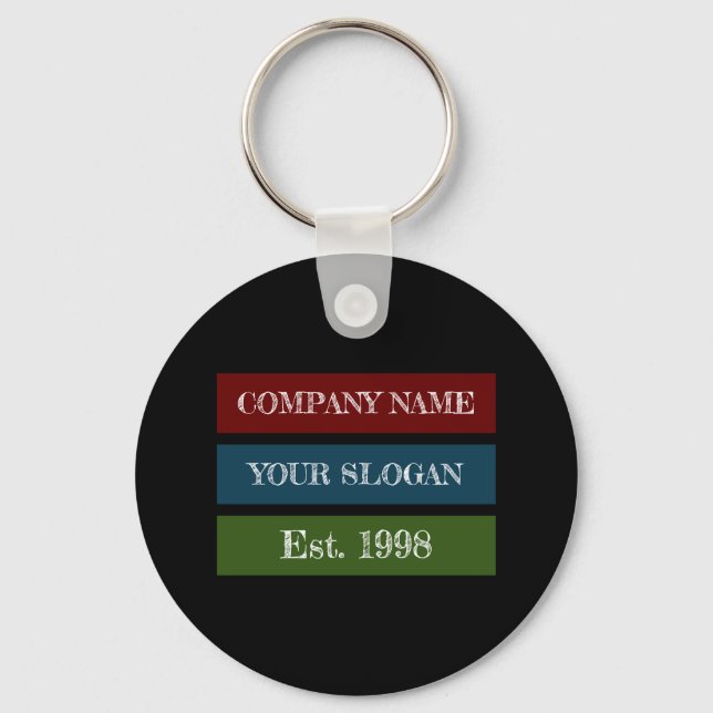 Coloured Block Style Company Name Key Ring (Front)