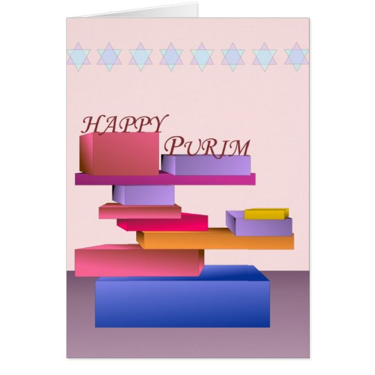 Coloured Blocks Happy Purim Card