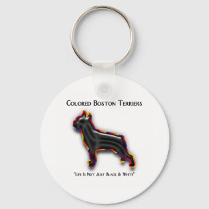 Coloured Boston Terrier Key Ring
