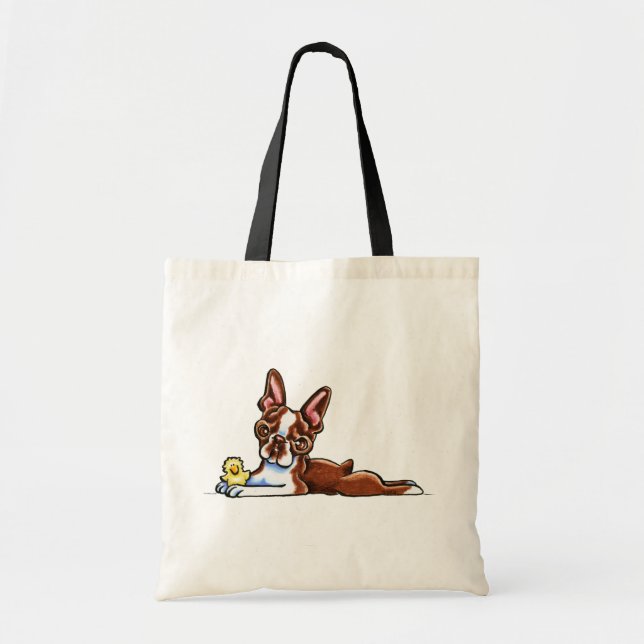 Coloured Boston Terrier Tote Bag (Front)