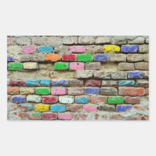 coloured bricks wall grunge texture pattern rectangular sticker