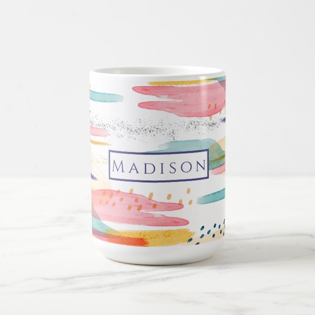 Coloured Brush Strokes Watercolor Coffee Mug (Center)
