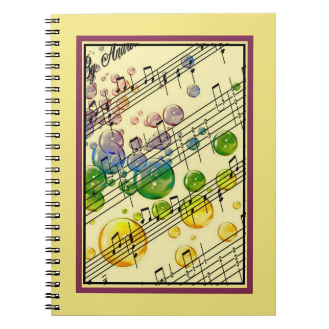 Coloured bubbles and music notebook (Front)