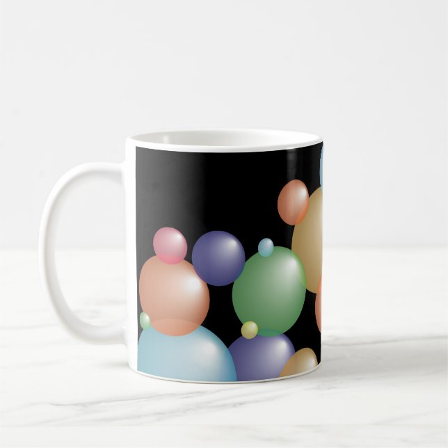 Coloured Bubbles Black Coffee Mug (Left)