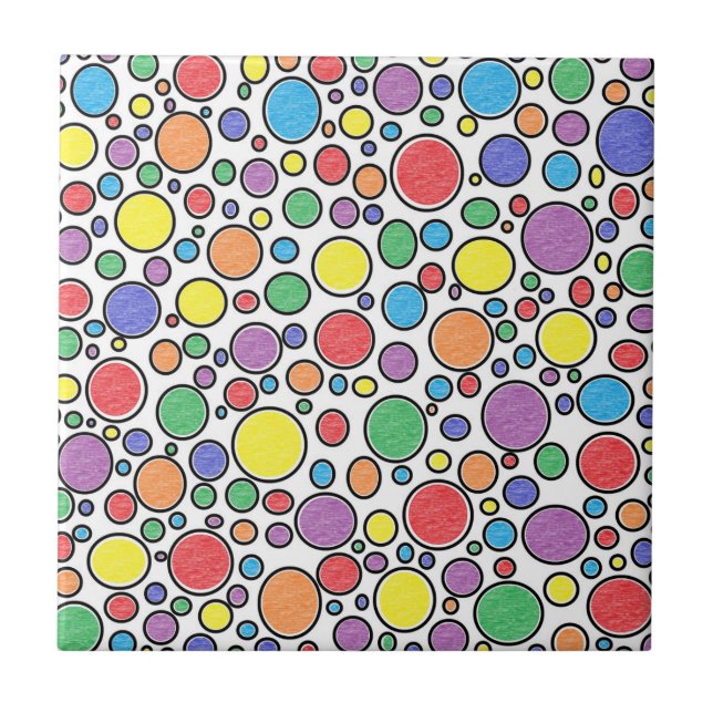 Coloured Bubbles Ceramic Tile (Front)