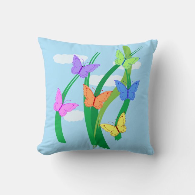 Coloured Butterflies and Sky Cushion (Front)