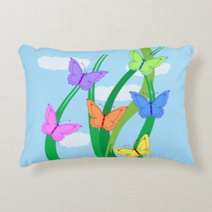 Coloured Butterflies and Sky Decorative Cushion