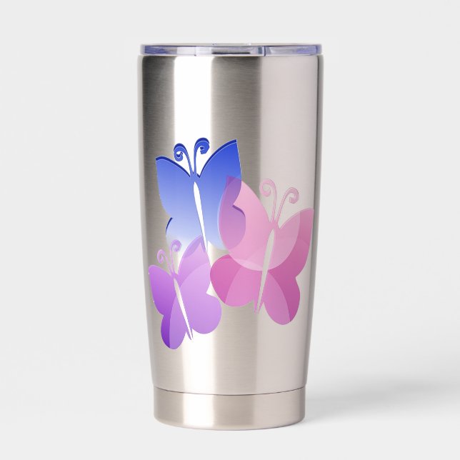 Coloured Butterflies Insulated Tumbler (Front)