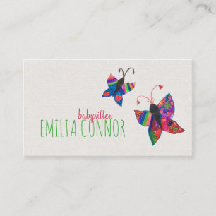 Coloured Butterfly Sketch Babysitter Business Card