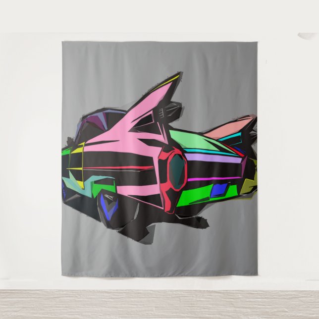 Coloured cadillac tapestry (Front)