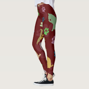 Coloured Cats Paw Prints Pattern Leggings