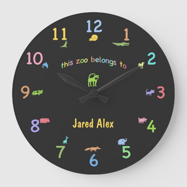 Coloured Chalk Custom Animal Clock (Front)