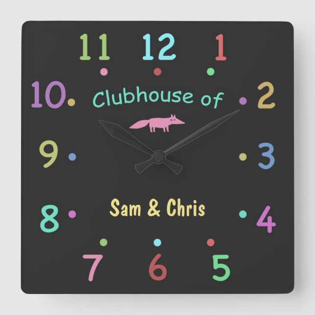Coloured Chalk Custom Clubhouse Clock (Front)