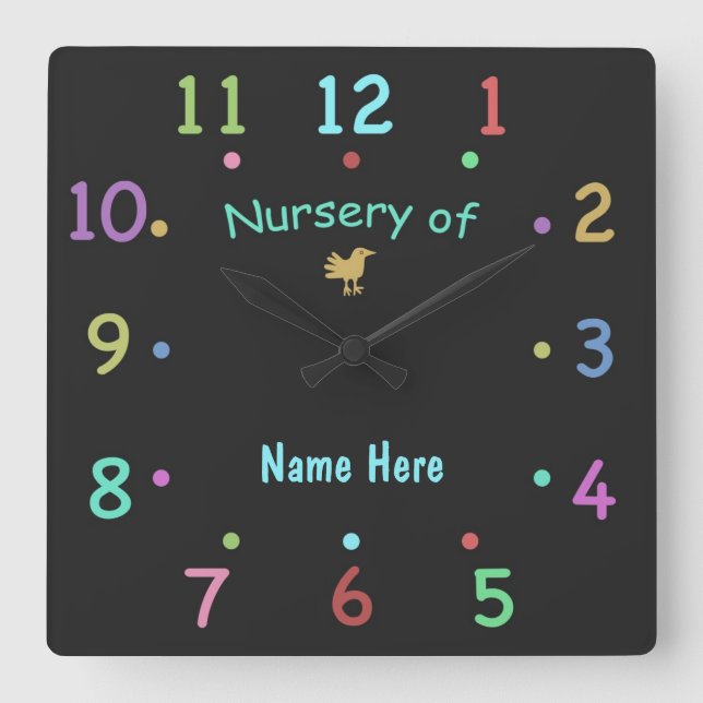 Coloured Chalk Custom Nursery Clock (Front)