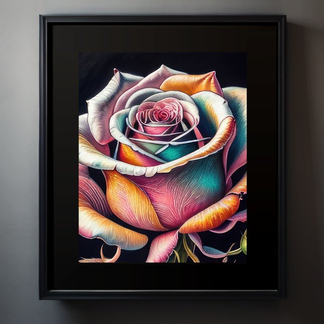 Coloured Chalk Drawing of a Rose II Poster (Creator Uploaded)