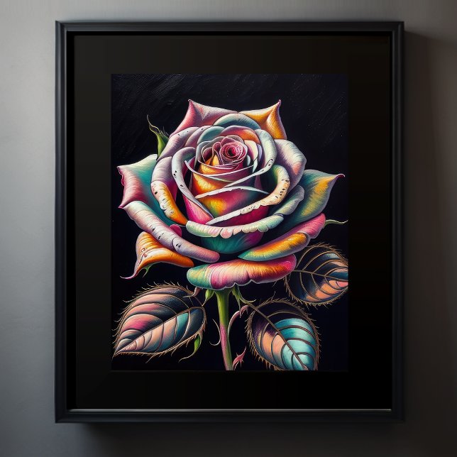 Coloured Chalk Drawing of a Rose II Poster (Creator Uploaded)