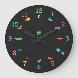 Coloured Chalk Zoo Animal Clock