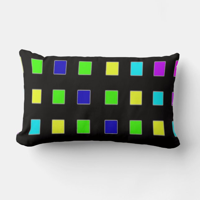 Coloured Checks Pattern, Lumbar Cushion (Front)