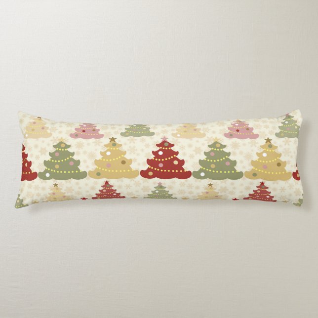 Coloured Christmas tree Body Cushion (Front)