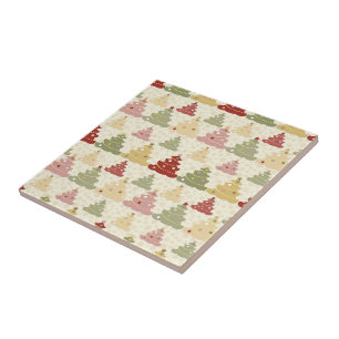 Coloured Christmas tree Ceramic Tile