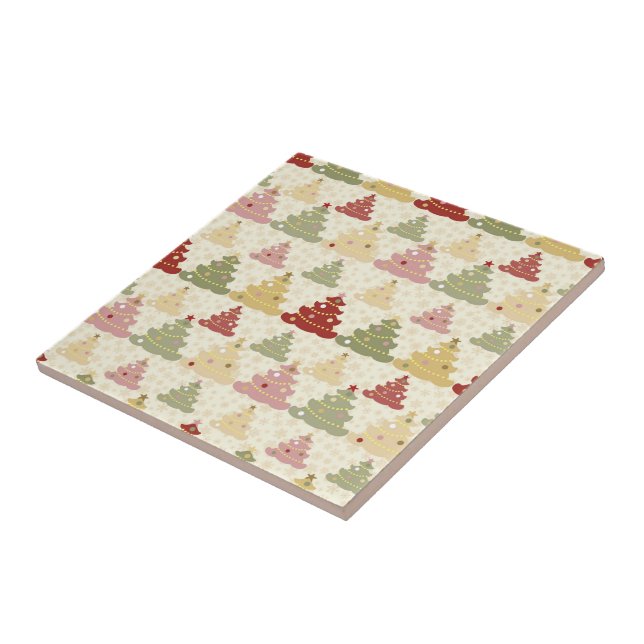 Coloured Christmas tree Ceramic Tile (Side)
