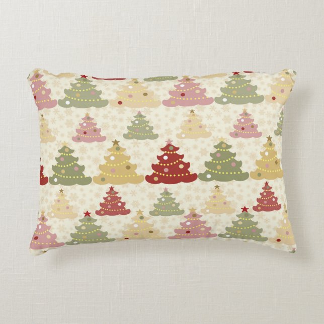Coloured Christmas tree Decorative Cushion (Front)