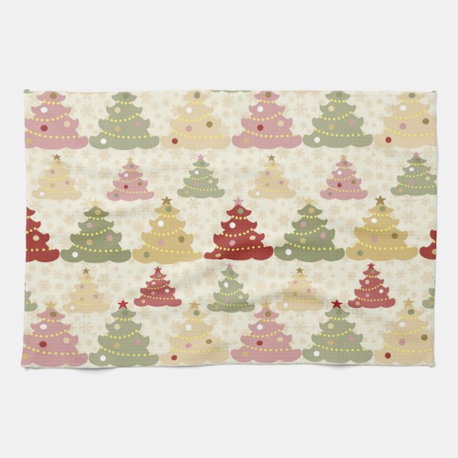 Coloured Christmas tree Tea Towel (Horizontal)