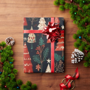 Coloured Christmas trees Wrapping Paper