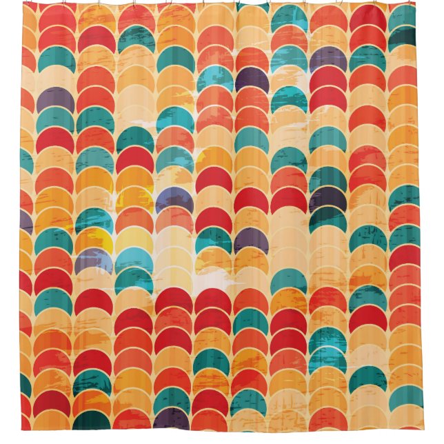 Coloured Circle: Grunge Seamless Pattern. Shower Curtain (Front)