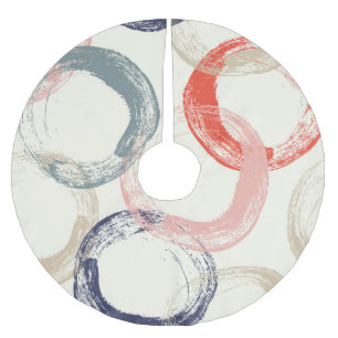 Coloured Circles Brush Texture Pattern Brushed Polyester Tree Skirt