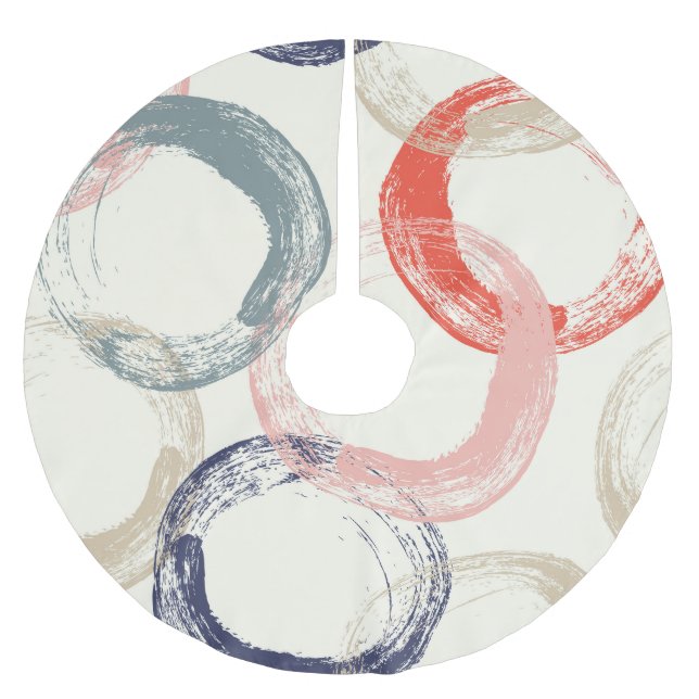 Coloured Circles Brush Texture Pattern Brushed Polyester Tree Skirt (Front)