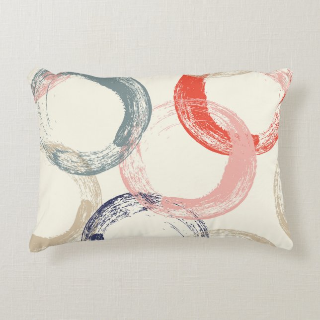 Coloured Circles Brush Texture Pattern Decorative Cushion (Front)