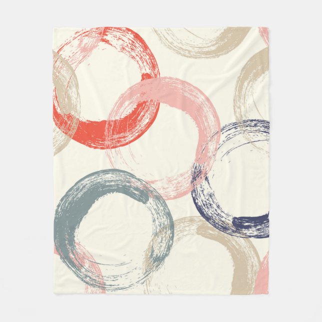 Coloured Circles Brush Texture Pattern Fleece Blanket (Front)