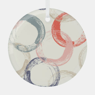Coloured Circles Brush Texture Pattern Glass Tree Decoration