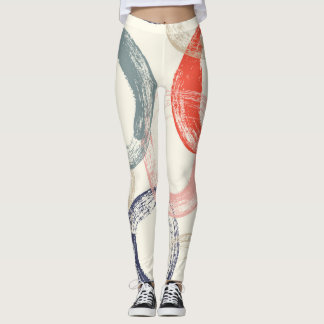 Coloured Circles Brush Texture Pattern Leggings