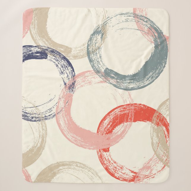 Coloured Circles Brush Texture Pattern Sherpa Blanket (Front)