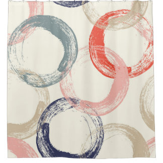 Coloured Circles Brush Texture Pattern Shower Curtain
