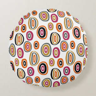 coloured circles, geometric abstract art round cushion