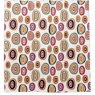 coloured circles, geometric abstract art shower curtain