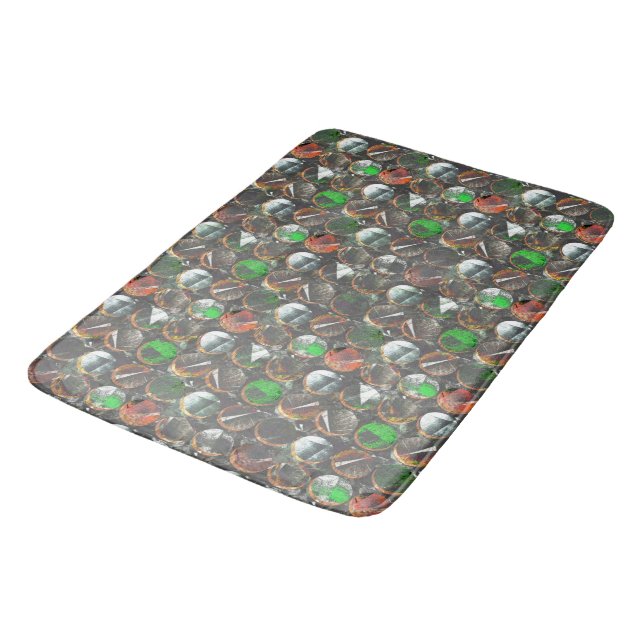 Coloured circles of dark texture bath mat (Angled)