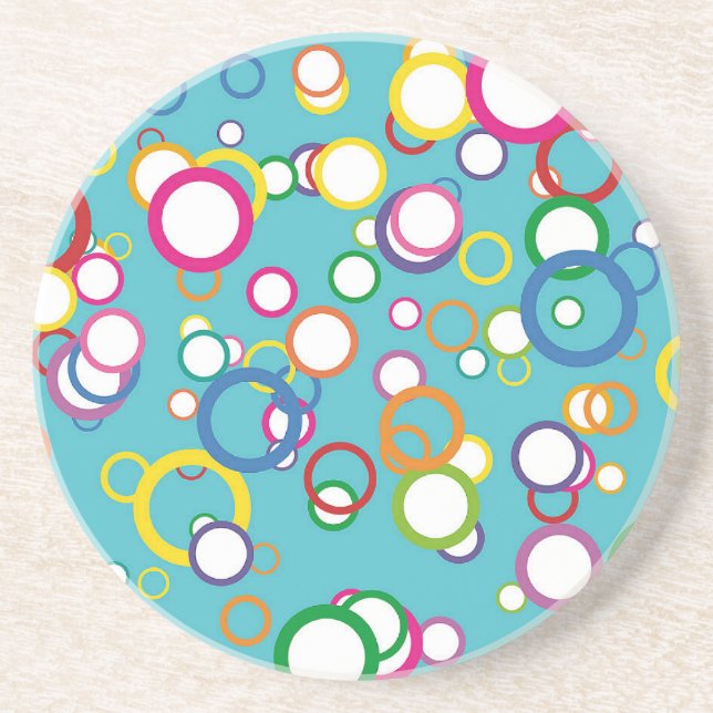 Coloured Circles Sandstone Coaster (Front)