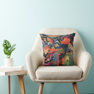 Coloured Composition by August Macke, Vintage Art Cushion